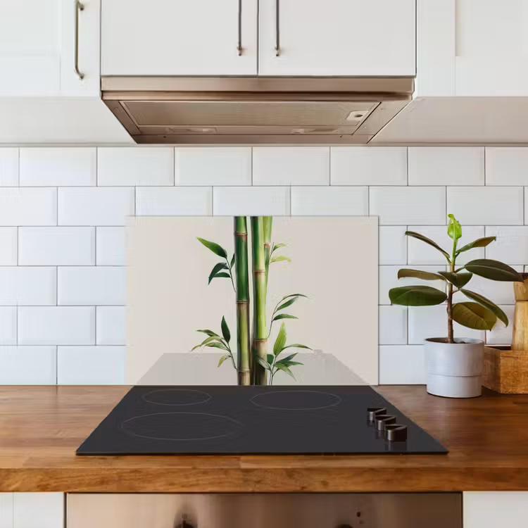 Bamboestengels - Sierlijk - Groen keuken achterwand spatscherm klein -sfeer2