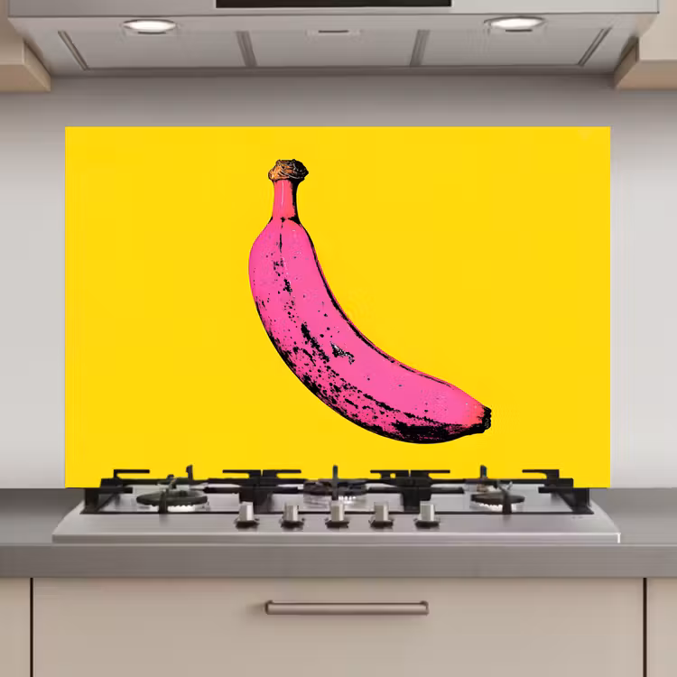 Banaan - Grafisch - Geel keuken achterwand spatscherm klein -3d_website