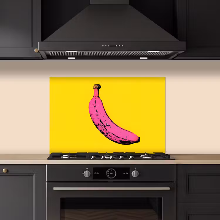 Banaan - Grafisch - Geel keuken achterwand spatscherm klein -sfeer1