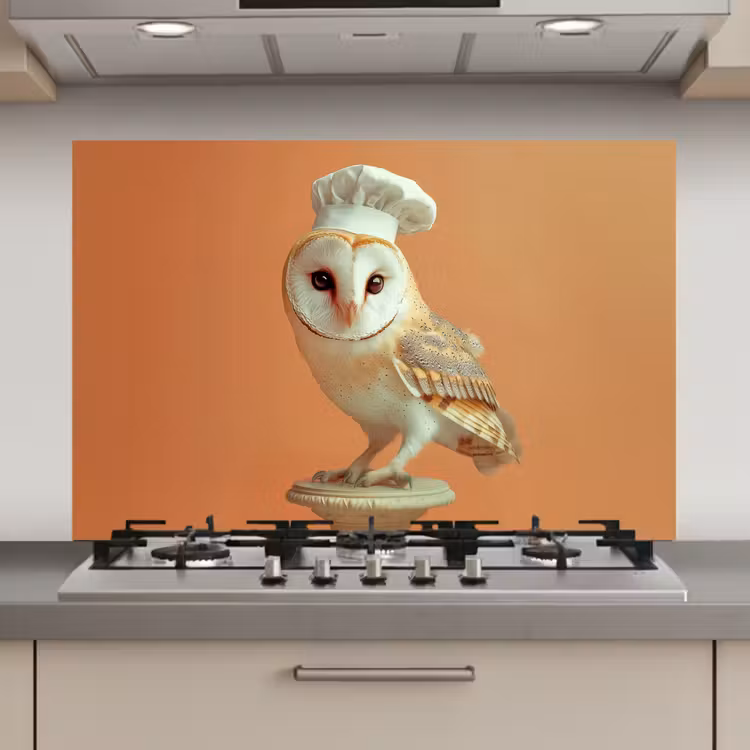 Kerkuil - Koksmuts - Oranje - Vogel keuken achterwand spatscherm klein -3d_website