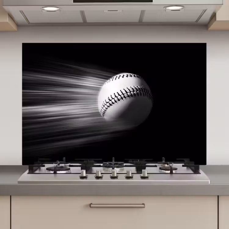 Honkbal - Wit - Vliegt keuken achterwand spatscherm klein -3d_website
