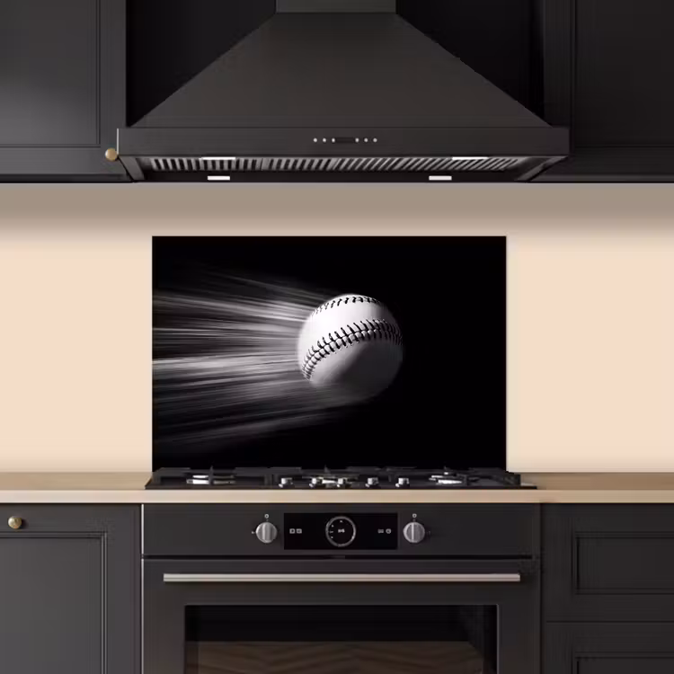 Honkbal - Wit - Vliegt keuken achterwand spatscherm klein -sfeer1