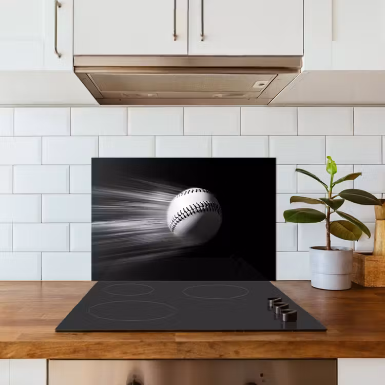 Honkbal - Wit - Vliegt keuken achterwand spatscherm klein -sfeer2