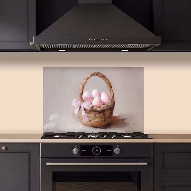 Mand - Eieren - Roze keuken achterwand spatscherm klein -sfeer1