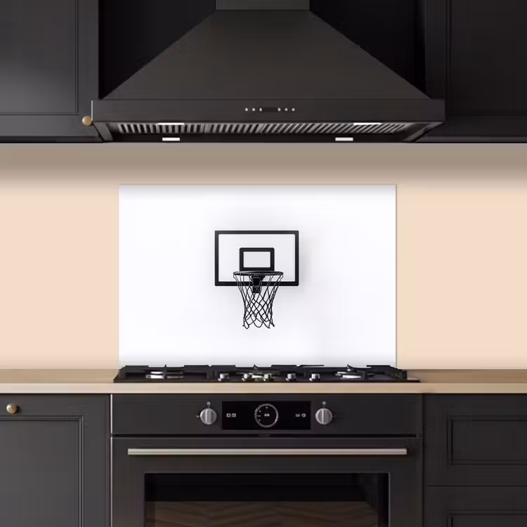 Basketbalbord - Minimalistisch - Zwart keuken achterwand spatscherm klein -sfeer1