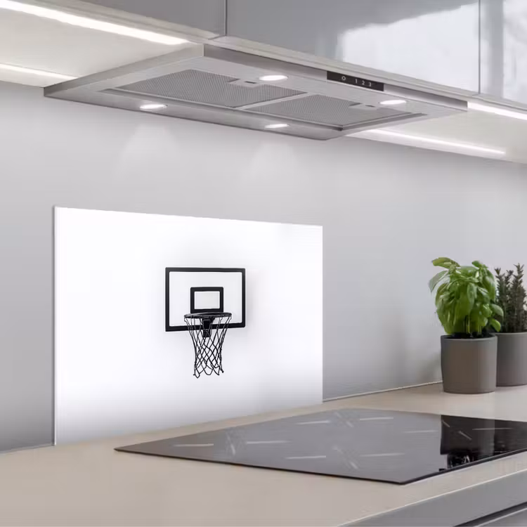 Basketbalbord - Minimalistisch - Zwart keuken achterwand spatscherm klein -3d_schuin