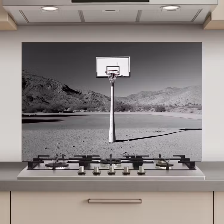 Basketbalpaal - Landschap - Zand - Wit keuken achterwand spatscherm klein -3d_website