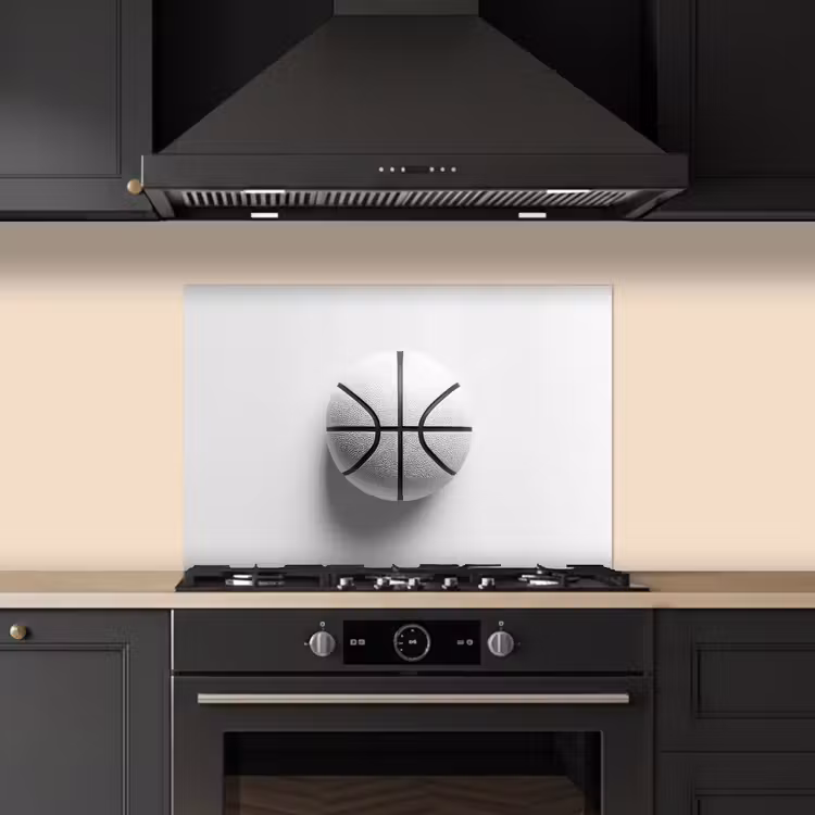 Basketbal - Wit - Schaduw - Lijnen keuken achterwand spatscherm klein -sfeer1