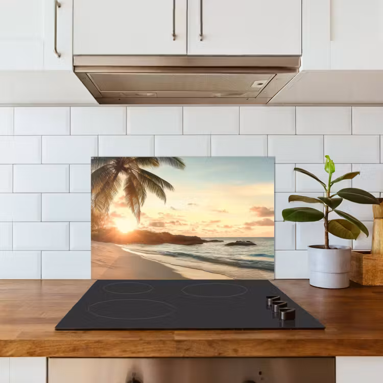 Strand - Palmbomen - Oceaan - Zonsondergang keuken achterwand spatscherm klein -sfeer2