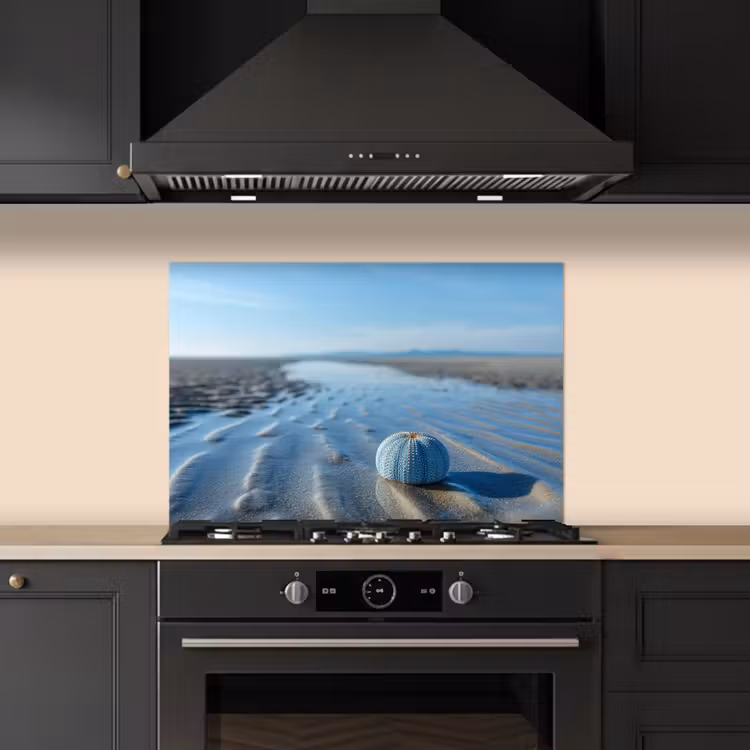 Strand - Schild - Water - Blauw keuken achterwand spatscherm klein -sfeer1