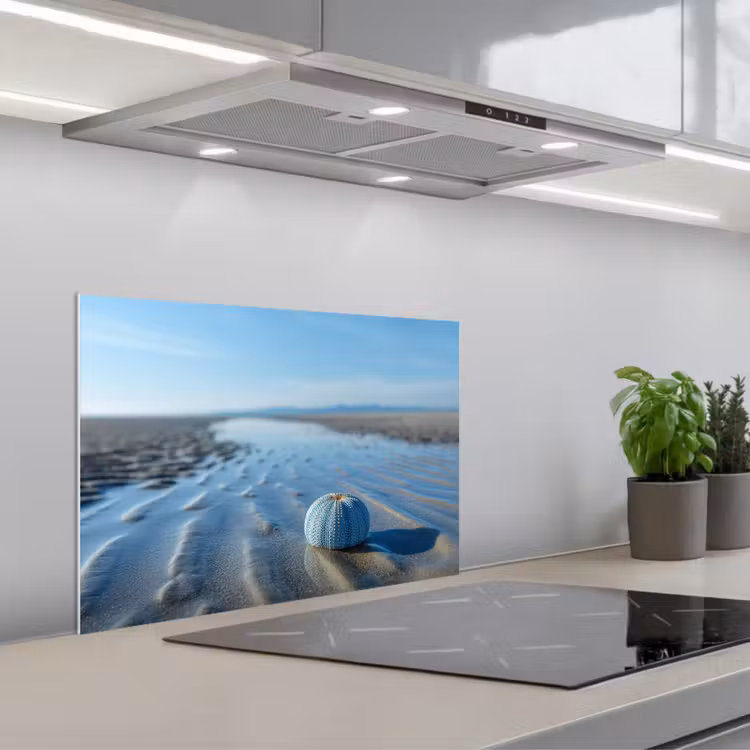 Strand - Schild - Water - Blauw keuken achterwand spatscherm klein -3d_schuin