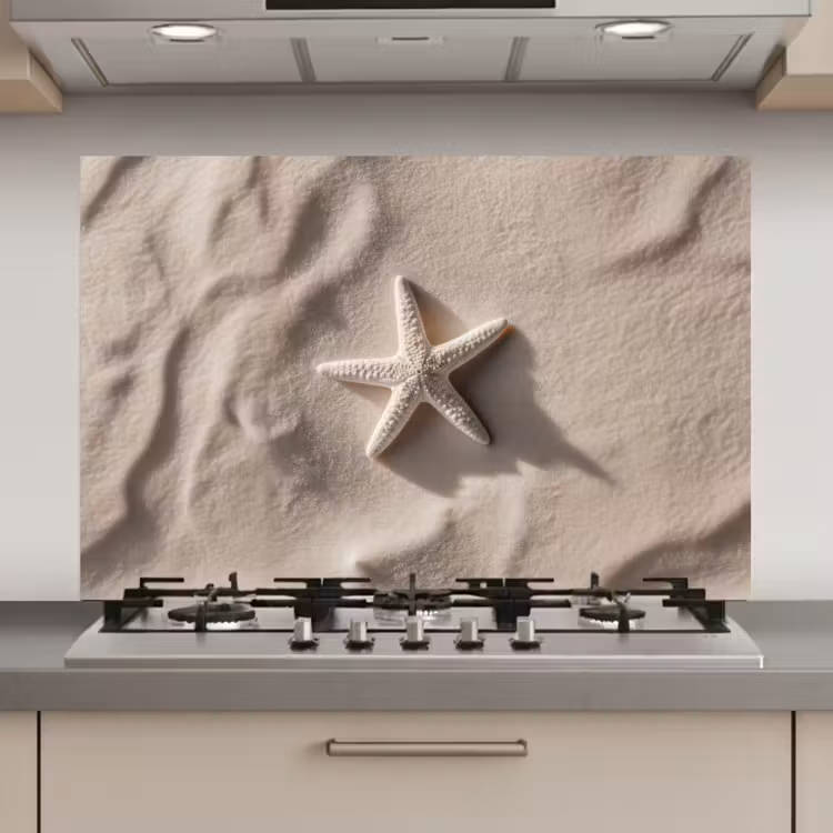 Strand - Zeester - Zand - Beige keuken achterwand spatscherm klein -3d_website