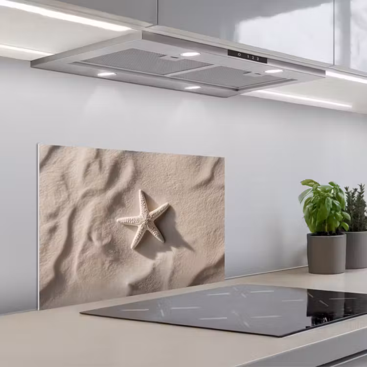 Strand - Zeester - Zand - Beige keuken achterwand spatscherm klein -3d_schuin