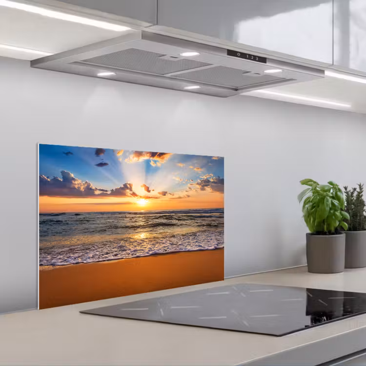 Strand - Zonsondergang - Zee - Wolken - Horizon keuken achterwand spatscherm klein -3d_schuin