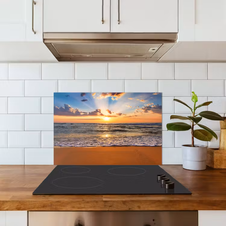 Strand - Zonsondergang - Zee - Wolken - Horizon keuken achterwand spatscherm klein -sfeer2
