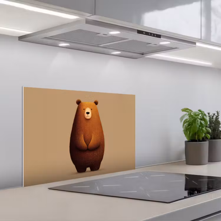 Beer - Minimalistisch - Bruin keuken achterwand spatscherm klein -3d_schuin