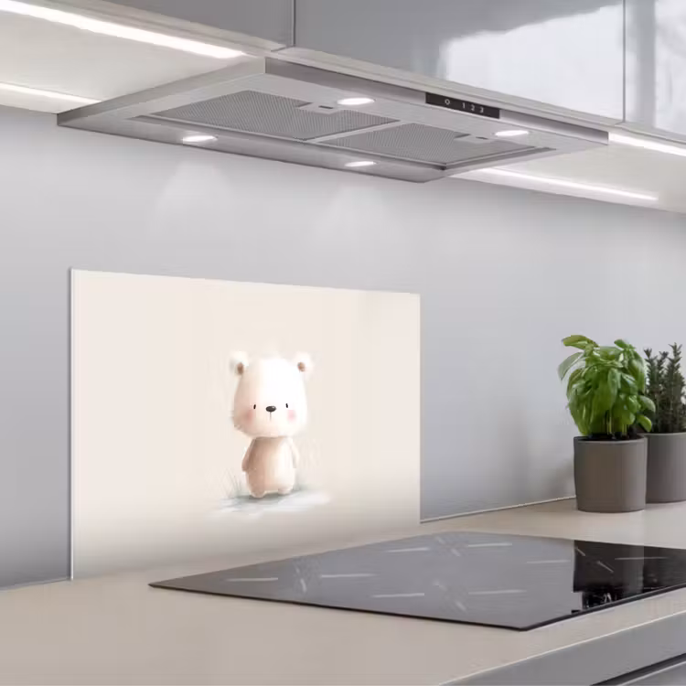 Beertje - Sneeuwvlokje - Wit - Pluizig keuken achterwand spatscherm klein -3d_schuin