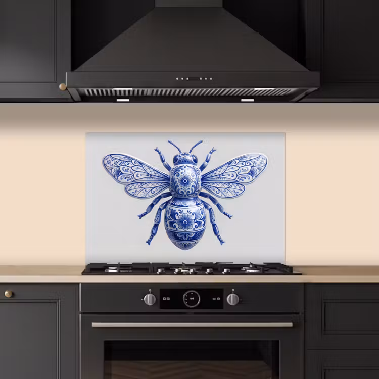 Bij - Modern - Delfts - Blauw keuken achterwand spatscherm klein -sfeer1