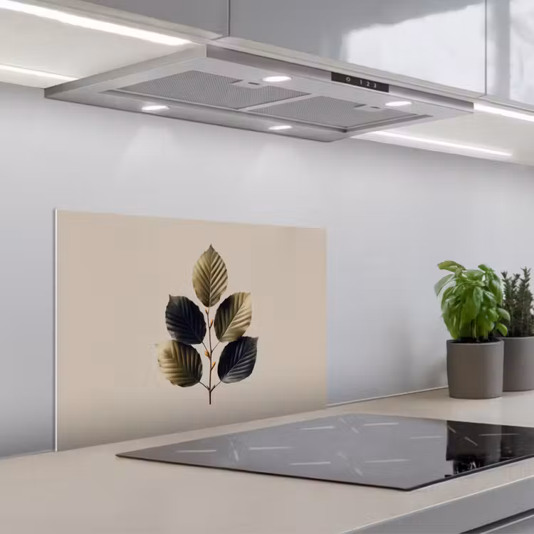 Beukenbladeren - Bruin - Groen - neutraal keuken achterwand spatscherm klein -3d_schuin