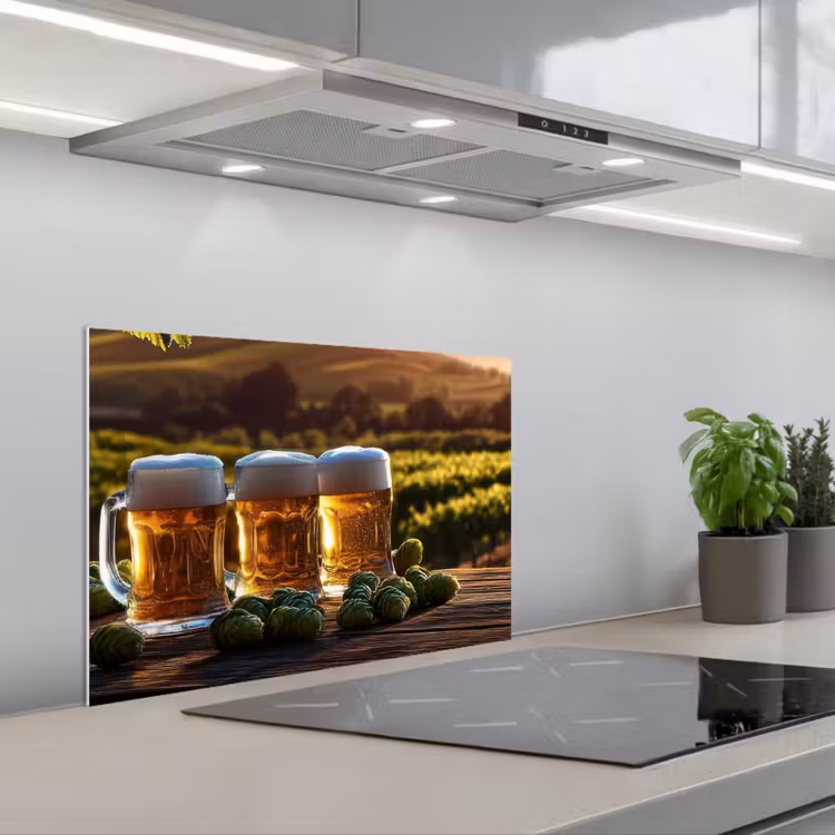 Bier - Hop - Landschap keuken achterwand spatscherm klein -3d_schuin
