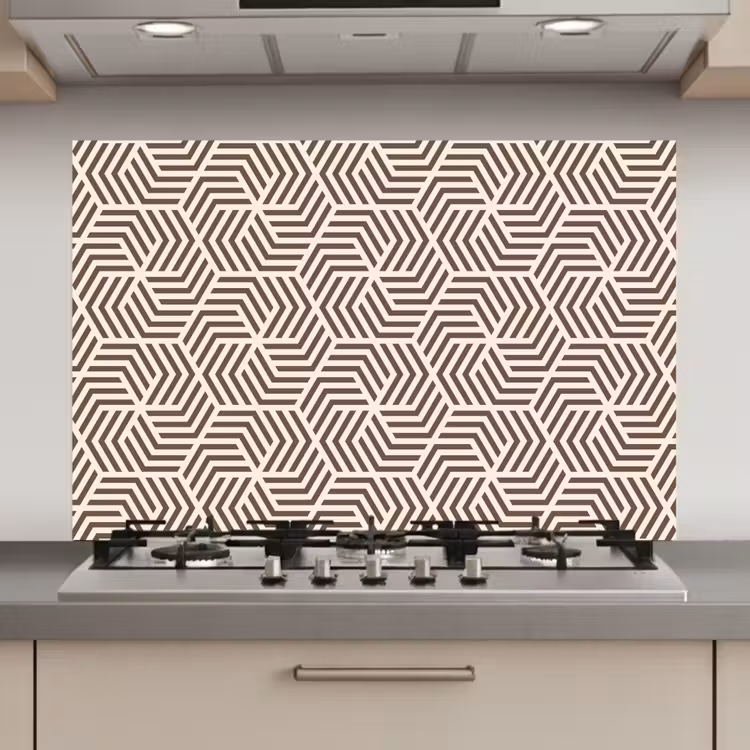 Beige - Bruin - Patroon - Strepen keuken achterwand spatscherm klein 900 -3d_website