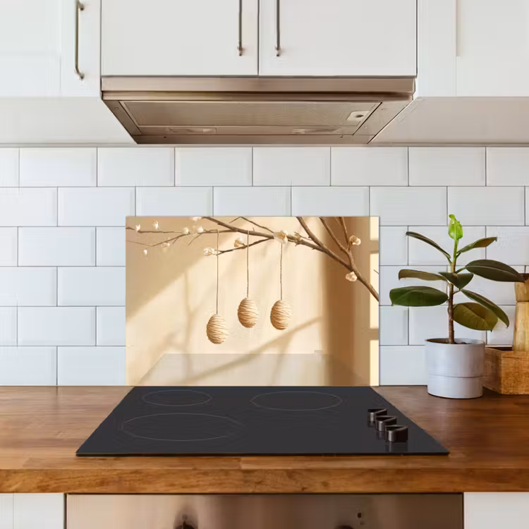 Beige - Paastak - Eieren keuken achterwand spatscherm klein -sfeer2