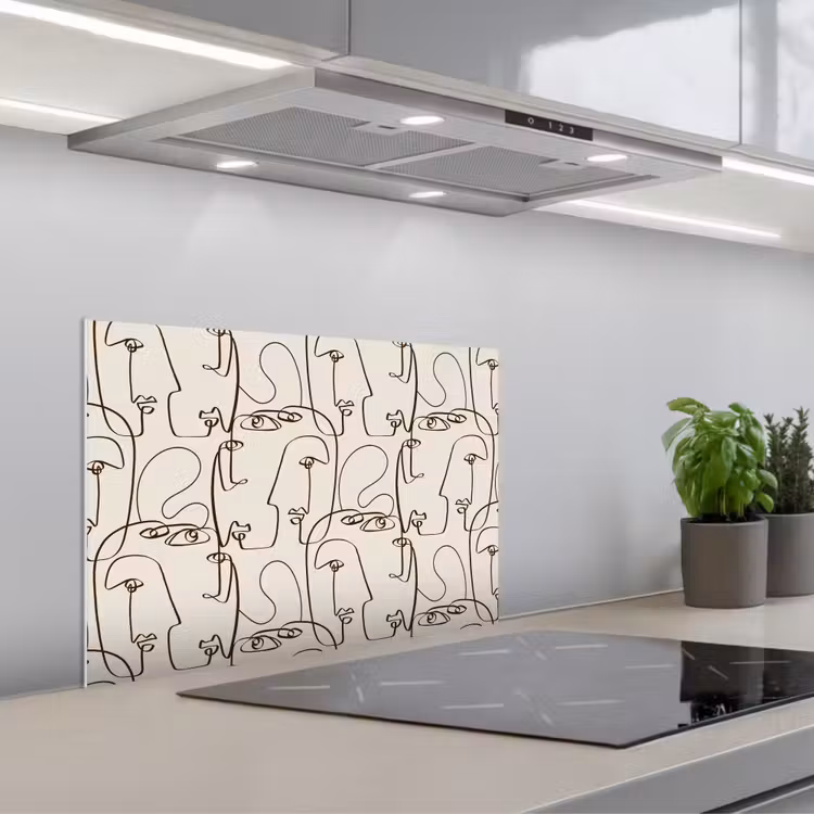 Beige - Gezicht - Lijnen - Bruin keuken achterwand spatscherm klein 900 -3d_schuin