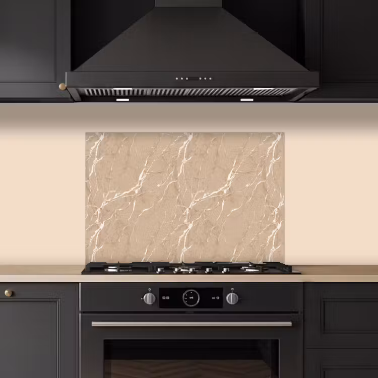 Beige - Marmer - Organisch - Wit keuken achterwand spatscherm klein 900 -sfeer1