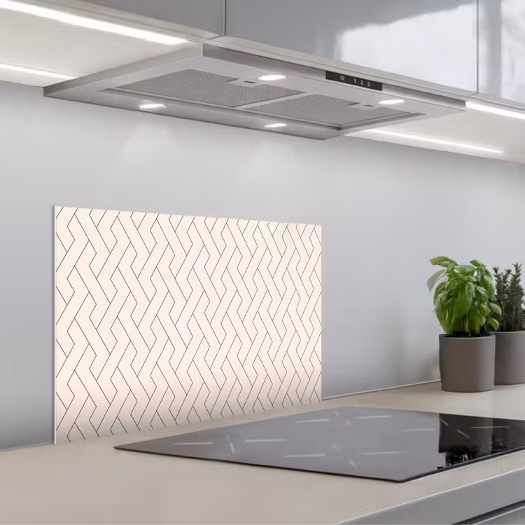 Beige - Zigzag - Patroon keuken achterwand spatscherm klein 900 -3d_schuin