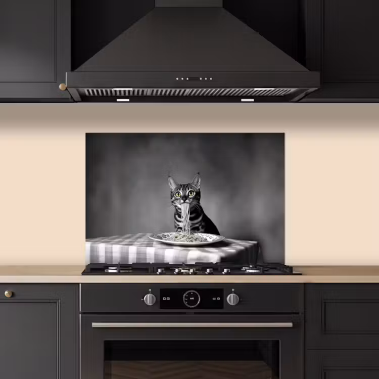 Bengaal - Kat - Tafelkleed - Zwart - Wit - Dier keuken achterwand spatscherm klein -sfeer1