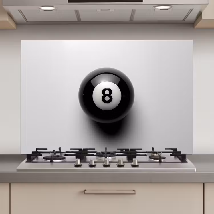 Biljartbal - Getal - Acht - Wit keuken achterwand spatscherm klein -3d_website