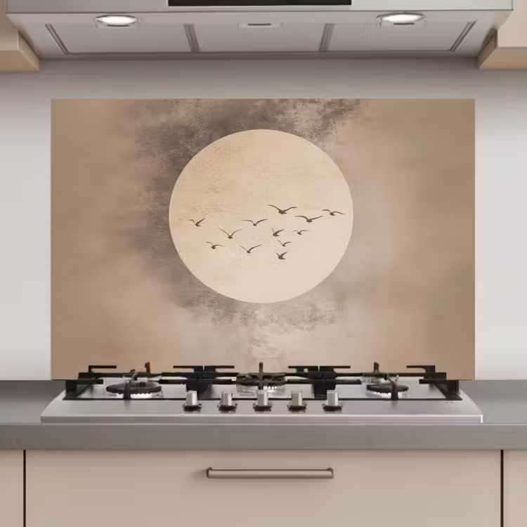 Vogel - Beige - Japandi keuken achterwand spatscherm klein -3d_website