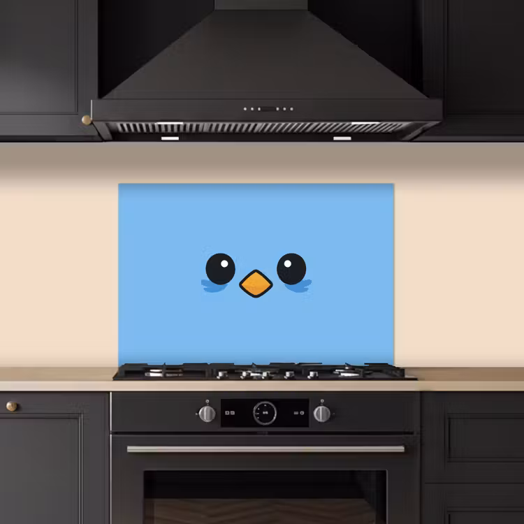 Vogel - Blauw - Eenvoudig keuken achterwand spatscherm klein -sfeer1