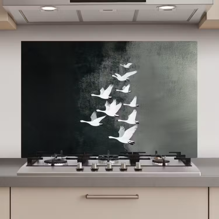 Vogel - Japandi - Groen keuken achterwand spatscherm klein -3d_website