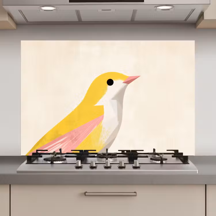 Vogel - Minimalistisch - Geel keuken achterwand spatscherm klein -3d_website
