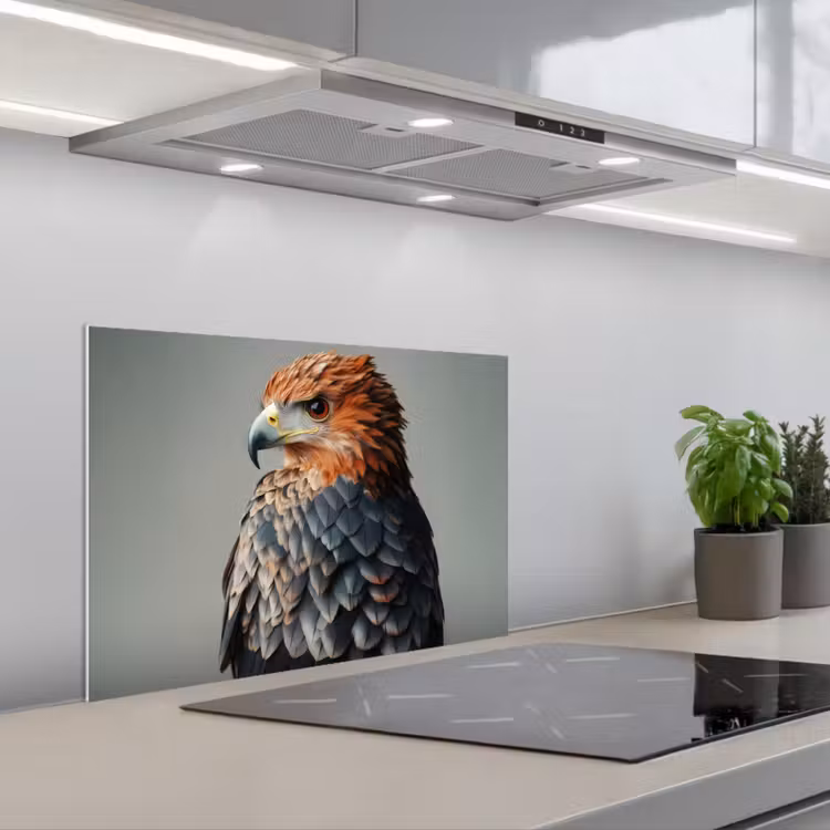 Vogel - Realistisch - Veren - Bruin keuken achterwand spatscherm klein -3d_schuin