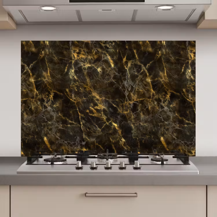 Zwart - Marmer - Goud keuken achterwand spatscherm klein 900 -3d_website