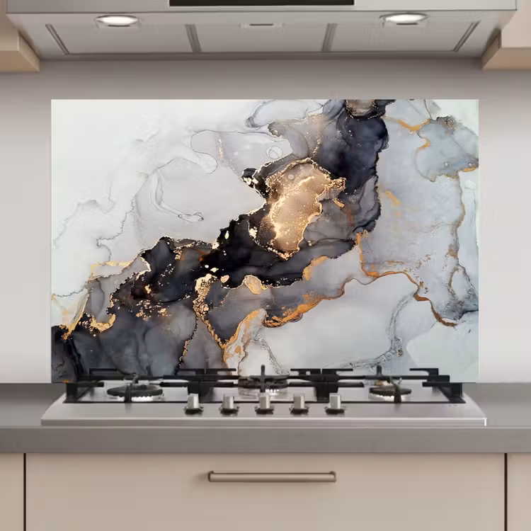 Zwart - Marmer - Luxe - Goud keuken achterwand spatscherm klein -3d_website