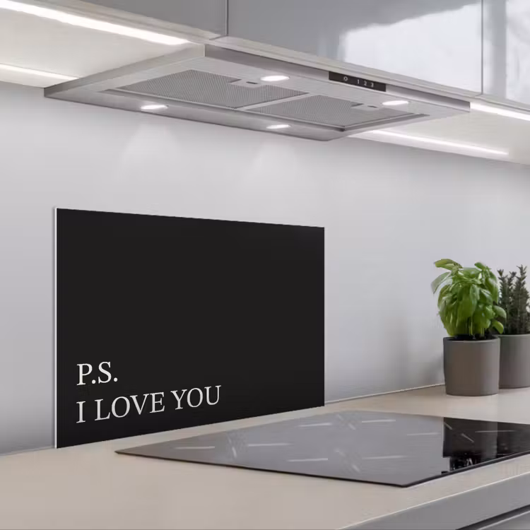 Zwart - Minimalistisch - Valentijn keuken achterwand spatscherm klein -3d_schuin