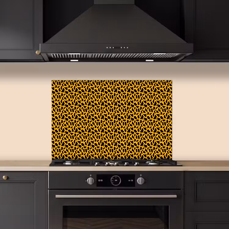 Zwart - Vlekken - Oranje - Dier keuken achterwand spatscherm klein 900 -sfeer1