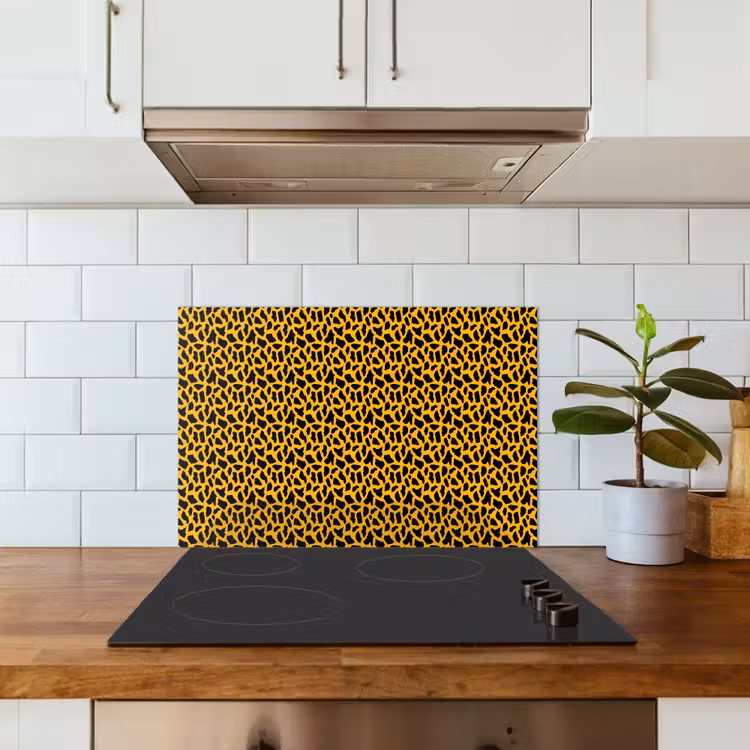 Zwart - Vlekken - Oranje - Dier keuken achterwand spatscherm klein 900 -sfeer2