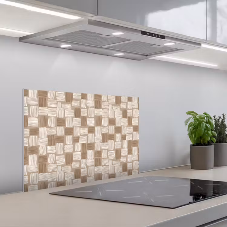 Blok - Patroon - Bruin keuken achterwand spatscherm klein 900 -3d_schuin