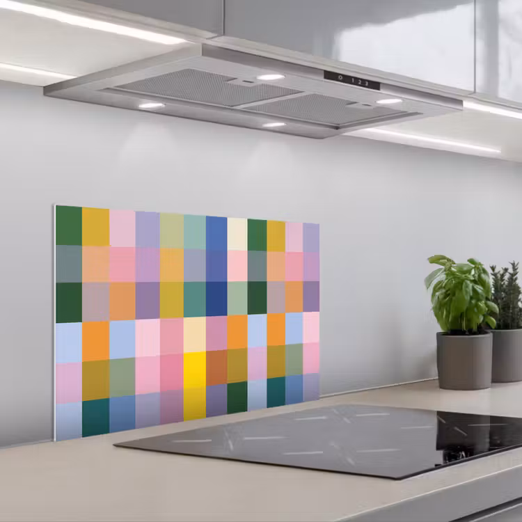 Blokken - Vierkant - Patroon - Gekleurd keuken achterwand spatscherm klein -3d_schuin