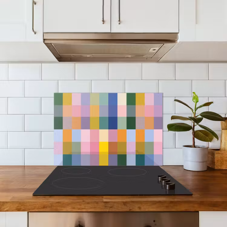 Blokken - Vierkant - Patroon - Gekleurd keuken achterwand spatscherm klein -sfeer2