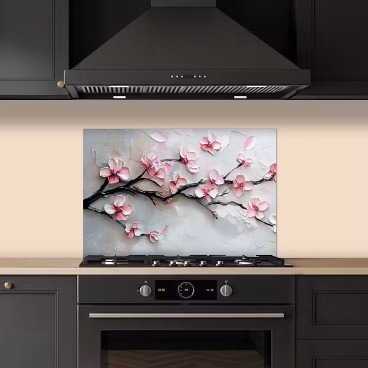 Bloesem - Kunstzinnig - Roze - Sakura keuken achterwand spatscherm klein -sfeer1