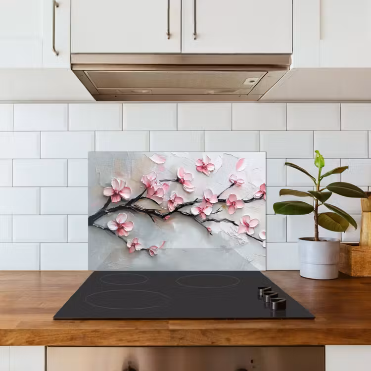 Bloesem - Kunstzinnig - Roze - Sakura keuken achterwand spatscherm klein -sfeer2