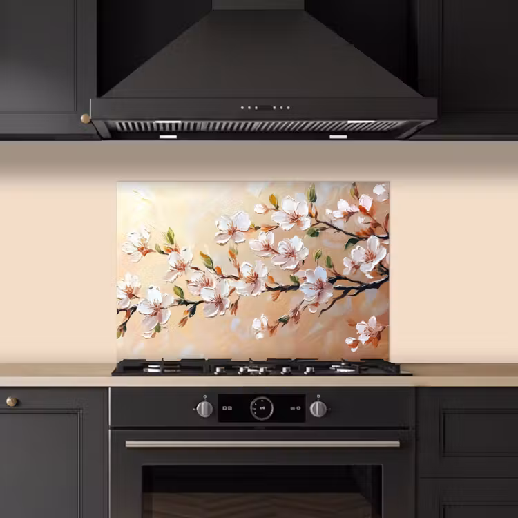 Bloesemtakken - Schilderachtig - Roze keuken achterwand spatscherm klein -sfeer1