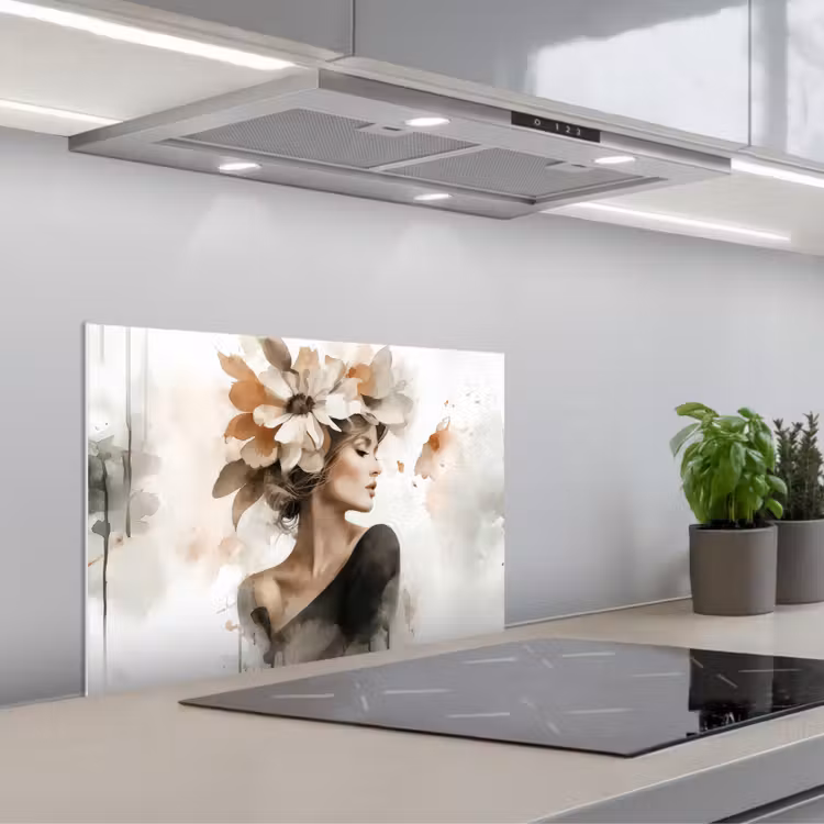 Bloesem - Portret - Gezicht keuken achterwand spatscherm klein -3d_schuin