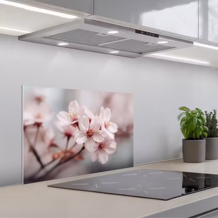 Bloesems - Meeldraden - Geel - Wazig keuken achterwand spatscherm klein -3d_schuin