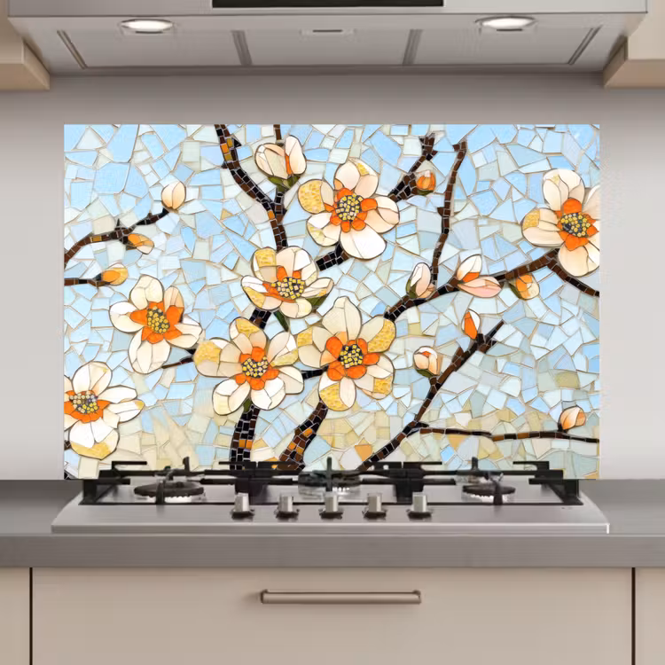 Bloesems - Wit - Mozaïek - Tak keuken achterwand spatscherm klein -3d_website